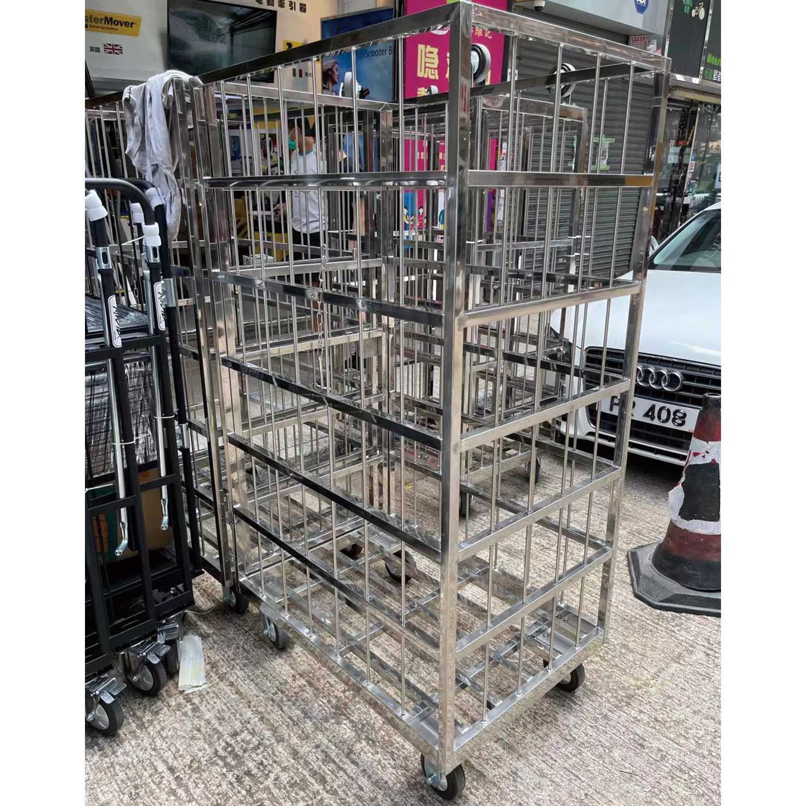 SS304訂造方管單掩門不銹鋼籠車